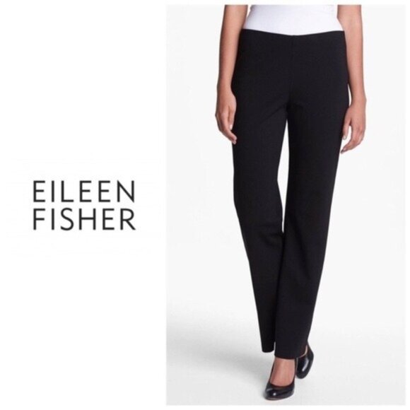 Eileen Fisher high rise Straight Leg pull on Pants in black size XSmall - Picture 1 of 11